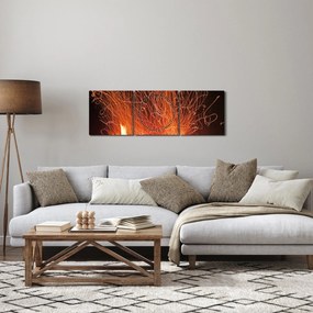 Obraz ohňa (s hodinami) (90x30 cm)