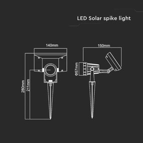 LED Solárne svietidlo SPIKE LED/2W/5,5V IP65 3000K 1200 mAh