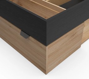 Jednolôžková posteľ v dekore duba s úložným priestorom bez roštu v čierno-prírodnej farbe 90x200 cm Albo – Marckeric