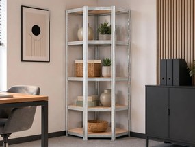 Akcia 6x Regál 180x90x40 cm rohový pozinkovaný 5-polícový, nosnosť 875 kg - 6ks
