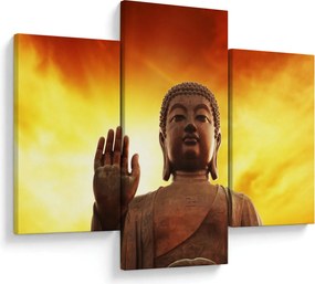 Obraz - Budha s červenožltým pozadím (90x60 cm)