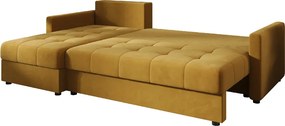 Rozkladacia obojstranná sedacia súprava do L VENORIA 220x143 cm, horčicová + 2 vankúšiky ZDARMA