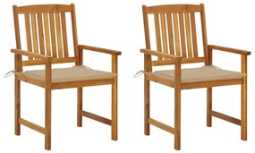Záhradné stoličky s podložkami 2 ks, akáciový masív 3061173