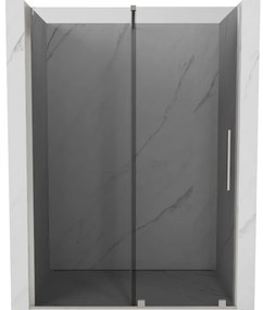 Mexen Velar, posuvné sprchové dvere do otvoru 150 cm, 8mm šedé sklo, brúsená oceľ, 871-150-000-41-97