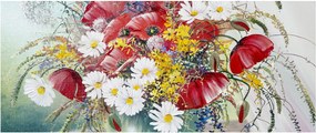 Obraz vázy s divokými kvetmi (120x50 cm)