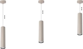 Závesné svietidlo Tuba, 1x béžové kovové tienidlo