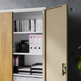 Kovová kancelárska skrinka Biely/ Zlatý dub: Eco Design JAN II