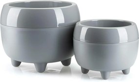 PLASTOVÝ KVETINÁČ BOTANICA SADA 2KS 30X24 CM+23X18,5 CM SIVÁ