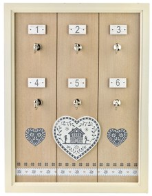 Skříňka na klíče STACY Heart 40x30 cm bílá/hnědá