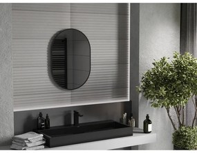 Mexen Loft, oválne kúpeľňové zrkadlo 70 x 50 cm, farba rámu čierna matná, 9851-070-050-000-70