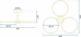 Toolight Toolight, LED stropné svietidlo + diaľkové ovládanie APP993-C, zlatá, OSW-08149