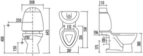 Sapho, KID detské WC kombi vr.nádržky, zadný odpad, biela, CK311.400