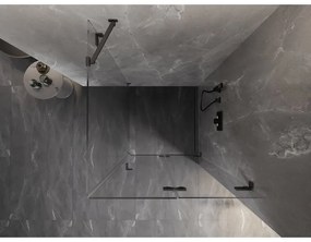 Mexen Lunar-F, sklápací sprchový kút pravý 80 x 80 cm, 8mm číre sklo, profil grafit brúsený, 836-080-080-66-00-P
