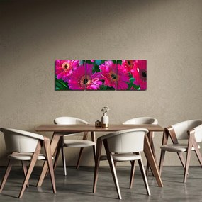 Obraz - kvety (s hodinami) (90x30 cm)
