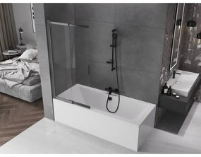 Mexen Fox, 2-krídlová posuvná vaňová zástena 85 × 150 cm, 5mm číre sklo, grafitový profil, 891-085-002-66-00