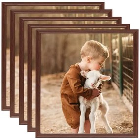 vidaXL Fotorámiky na stenu alebo stôl 5 ks hnedé 40x40 cm MDF-