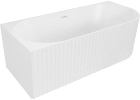 Mexen Gia, voľne stojaca rohová vaňa, drážkovaná, ľavá, 170 x 80 cm, biela matná, biely prepad, 52701708001L-20