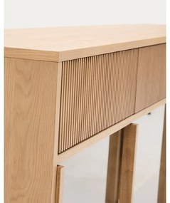 Vitrína v dekore duba s posuvnými dverami v prírodnej farbe 200x80x40 cm Helvine – Kave Home