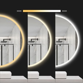 Rea Rea, LED okrúhle zrkadlo 60cm, zadné podsvietenie, HZJ060, HOM-02826