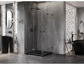 Mexen Lunar-F Duo, sklápací sprchový kút 70 x 70 cm, 8mm číre sklo, profil grafit brúsený, 836-070L-070P-66-00