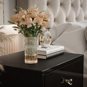 NOČNÝ STOLÍK EDWARD GLOSS ČIERNY LESK + ZLATÝ PODSTAVEC