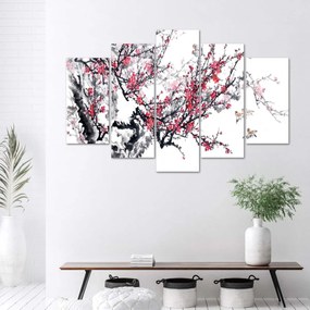 Obraz na plátně pětidílný Japonský třešňový květ - 150x100 cm