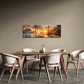Obraz - Pohľad z pláže (s hodinami) (90x30 cm)