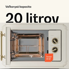 Klarstein Victoria 20, vstavaná mikrovlnná rúra, 20 l, 800 W, gril: 1000 W, slonová kosť