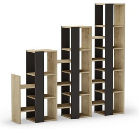 Regál v dekore duba v čierno-prírodnej farbe 158x151 cm Anissa – Marckeric