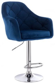 LuxuryForm DESIGN Barová stolička ANDORA VELUR na striebornom tanieri - modrá