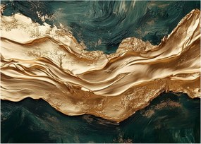 Obraz - Zelená abstrakcia so zlatom II. (70x50 cm)