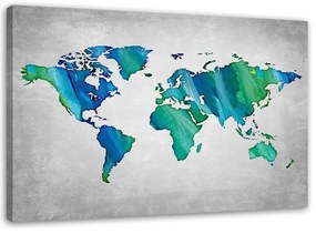 Obraz na plátně Mapa světa šedá - 120x80 cm