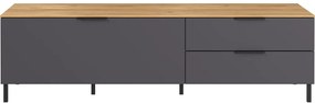 Sivý TV stolík v dekore duba 164x47 cm California - Germania