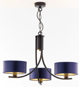 Jupiter 2099 - Luster na reťazi ARTHUR 3xE27/15W/230V modrá/čierna