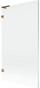 Mexen, Mexen Lunar L 1-krídlová vaňová zástena 100 x 150 cm, transparentná, ružové zlato - 897L-100-000-60-00