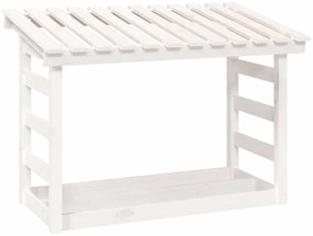 Stojan na palivové drevo biely 108x64,5x78 cm masívna borovica