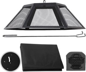 Záhradné ohnisko Hexa 70 cm čierne