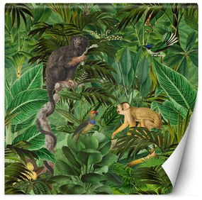 Gario Fototapeta Zvieratá na pozadí zelených listov - Andrea Haase Materiál: Vliesová, Rozmery: 100 x 100 cm