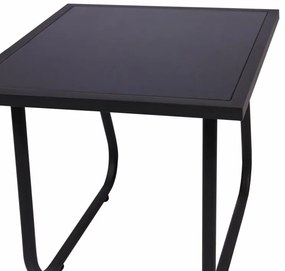 Záhradný relaxačný set stôl a 2 kreslá, oceľ, šedá