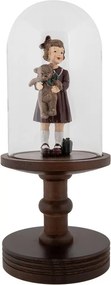 Hnedý drevený podnos so skleneným poklopom Ricco - Ø 14*34 cm