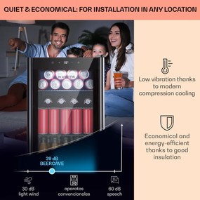 Klarstein Beercave 70, chladnička, 70 l, 3 police, trojito izolované sklenené dvere, dotyková