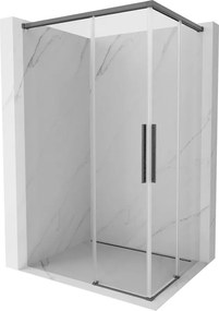 Mexen Rox, Duo posuvný sprchový kút 80 x 75 cm, 8mm číre sklo, brúsený grafit profil, 8C2D-080-075-66-00