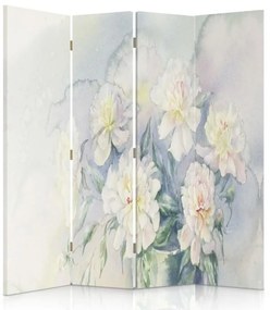 Ozdobný paraván Kytice Květiny Pastel - 145x170 cm, štvordielny, obojstranný paraván 360°