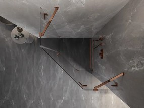 Mexen Lunar, pravý výklopný päťuholníkový sprchový kút 100 x 100 cm, 8mm číre sklo, profil ružové zlato, 831-100P-100L-60-00-P