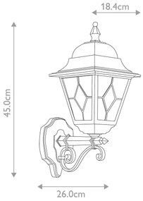 Elstead NR1-BLK - Vonkajšie nástenné svietidlo NORFOLK 1xE27/100W/230V IP43