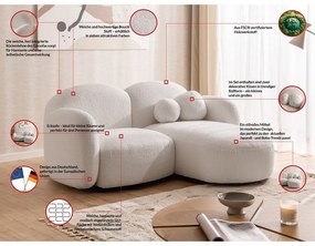 Krémovobiela rohová pohovka z textílie buklé (pravý roh/s leňoškou) Orbit – Ropez