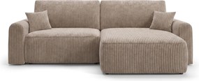 Rozkladacia obojstranná sedacia súprava do L NORDEN TILIA 250x140 cm, svetlohnedá