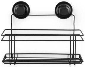 Čierna samodržiaca nástenná kúpeľňová polička Compactor Bestlock Black All Purpose Holder, 30 x 20,5 cm