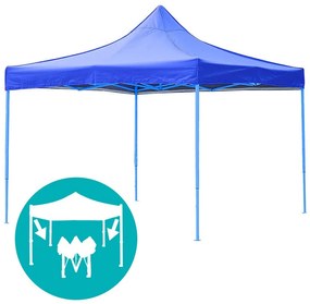 Záhradný pavilón-modrý+bočné steny+prenosná taška-2,9x2,9 m