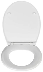 Biele WC sedadlo s jednoduchým zatváraním Wenko Samos, 44,5 x 37,5 cm